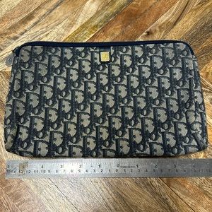 CHRISTIAN DIOR Trotter blue zip pouch clutch